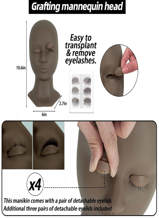 DNSGOOR Lash Extension Kit Professional Eyelash Extensions Practice Set with Mannequin Head Removable Eyelids USB Lash Fan Individual False Eyelash Shampoo Brush Glue Practical Tools for Beginners - Image 3